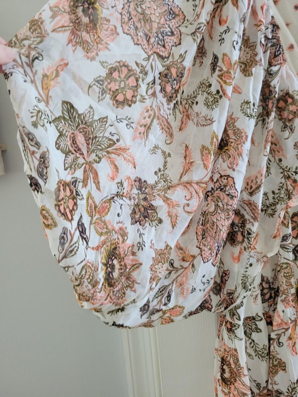 Anthropologie Paisley Floral Maxi Dress Plus size 1X Beige boho Cottagecore - Picture 4 of 8